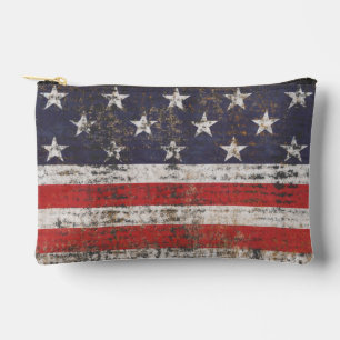 Patriotic Grunge Stars and Stripes Pattern Accessory Pouch