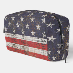 Patriotic Grunge Stars and Stripes Pattern Dopp Kit