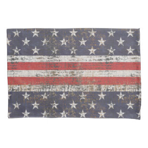 Patriotic Grunge Stars and Stripes Pattern Pillowcase
