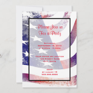 Patriotic Grunge Style Faded American Flag Invitation