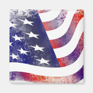 Patriotic Grunge Style Faded American Flag Magnet