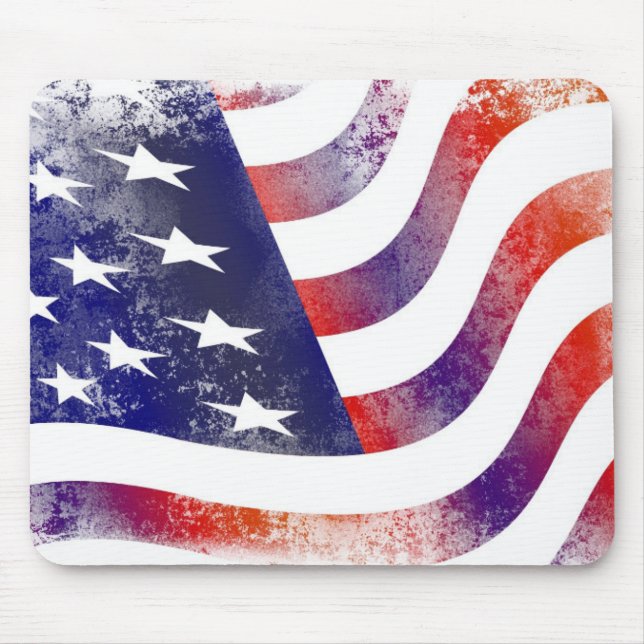 Patriotic Grunge Style Faded American Flag Mouse Mat (Front)