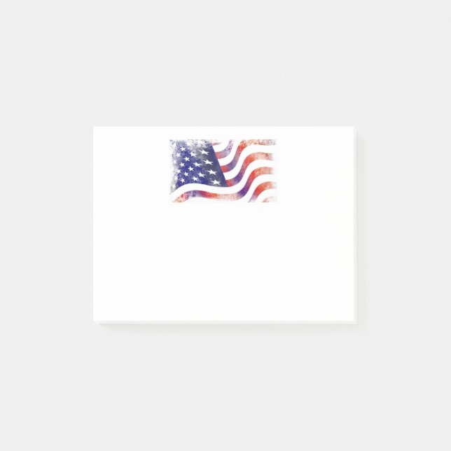 Patriotic Grunge Style Faded American Flag Post-it Notes (Front)