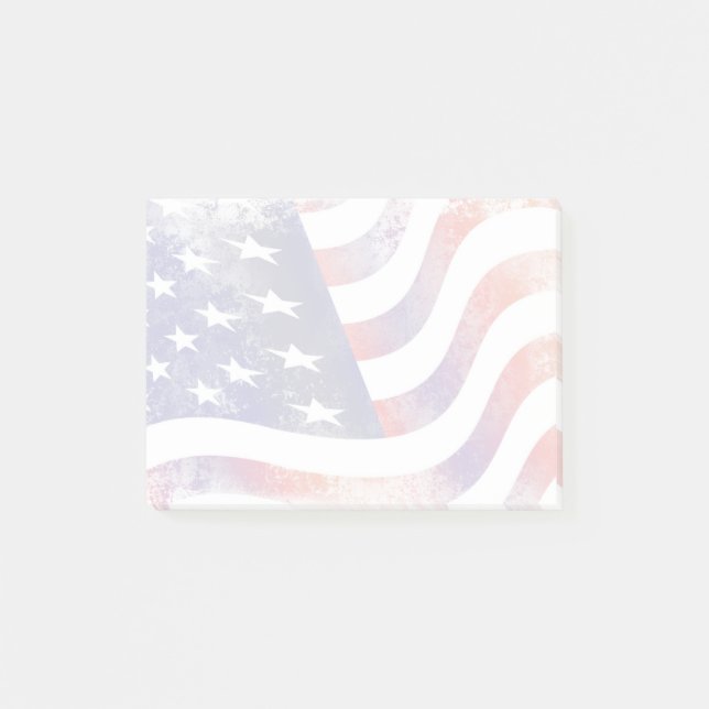 Patriotic Grunge Style Faded American Flag Post-it Notes (Front)