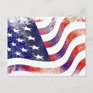 Patriotic Grunge Style Faded American Flag Postcard