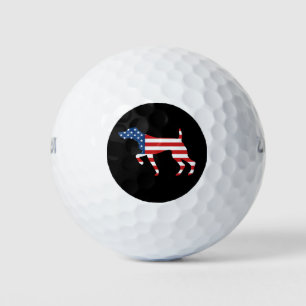 Patriotic GSP Dog Pointing  Golf Balls