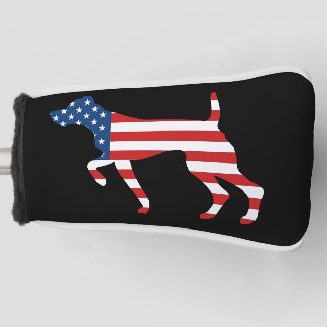 Patriotic GSP Dog Pointing Golf Head Cover (Front)