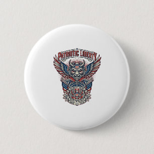 Patriotic Guardian Mask Freedom Military Inspired  6 Cm Round Badge