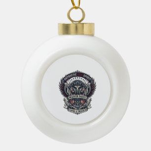 Patriotic Guardian Mask Freedom Military Inspired Ceramic Ball Christmas Ornament