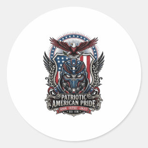Patriotic Guardian Mask Freedom Military Inspired Classic Round Sticker