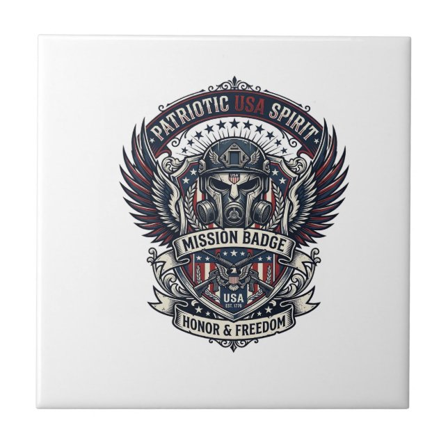 Patriotic Guardian Mask Freedom Military Inspired  Tile (Front)