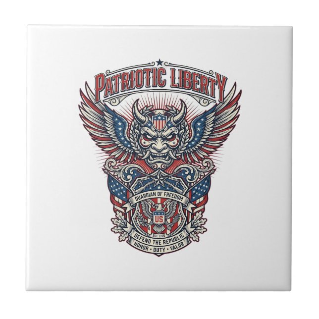Patriotic Guardian Mask Freedom Military Inspired  Tile (Front)