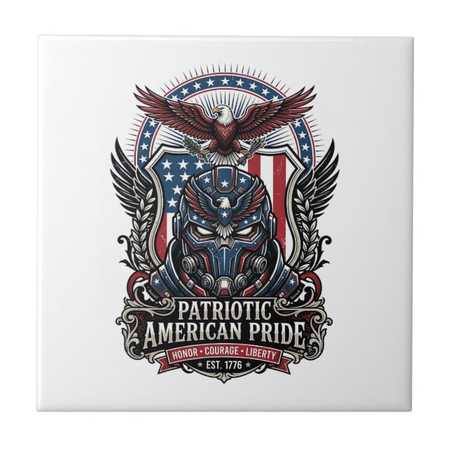 Patriotic Guardian Mask Freedom Military Inspired  Tile (Front)
