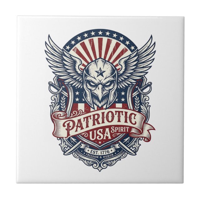 Patriotic Guardian Mask Freedom Military Inspired  Tile (Front)