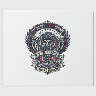 Patriotic Guardian Mask Freedom Military Inspired Wrapping Paper