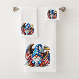 Patriotic Guardian: The Gnome and the Eagle Bath Towel Set