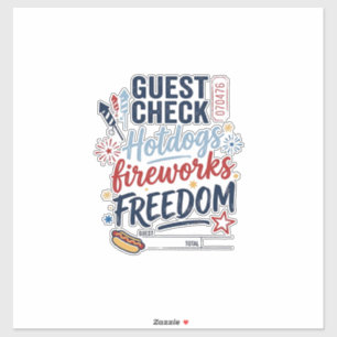 Patriotic Guest Check Hotdogs Fireworks Freedom Sh