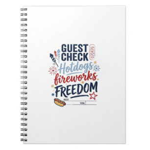 Patriotic Guest Check Hotdogs Fireworks Freedom Sh Notebook