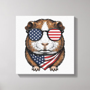 Patriotic Guinea Pig Vintage Engraving Canvas Print