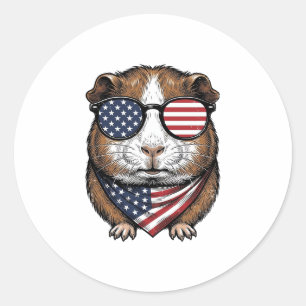 Patriotic Guinea Pig Vintage Engraving Classic Round Sticker