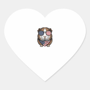 Patriotic Guinea Pig Vintage Engraving Heart Sticker