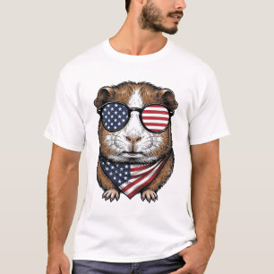 Patriotic Guinea Pig Vintage Engraving T-Shirt