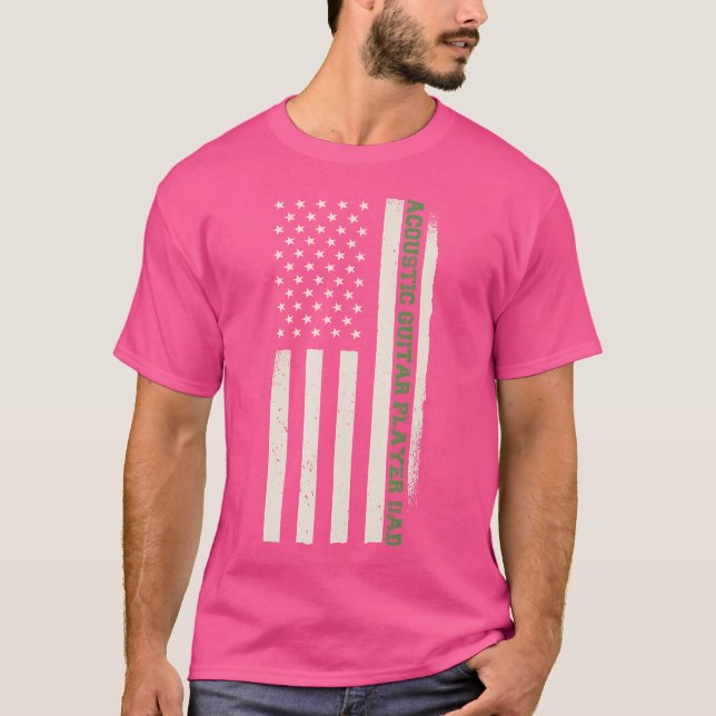 Patriotic Guitarist Musician Acoustic Guitar Playe T-Shirt (Front)