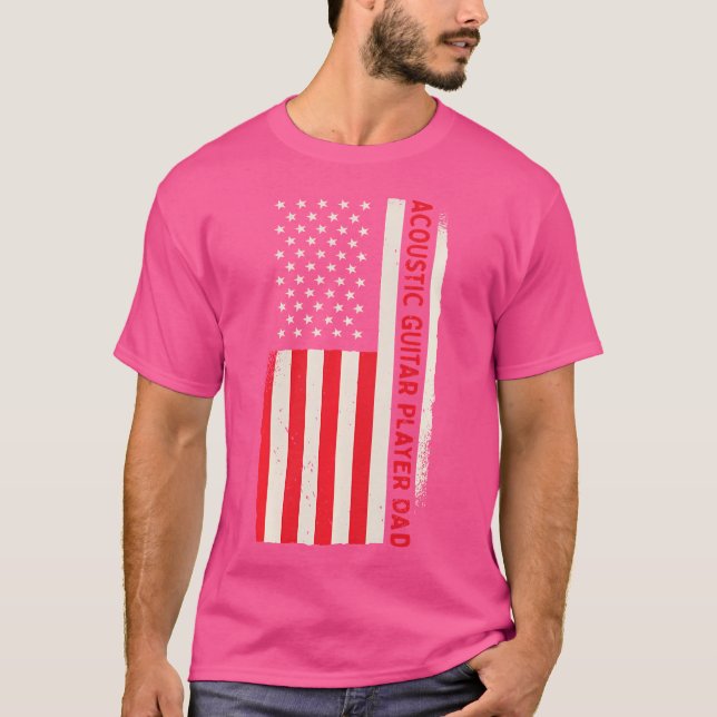 Patriotic Guitarist Musician Acoustic Guitar Playe T-Shirt (Front)