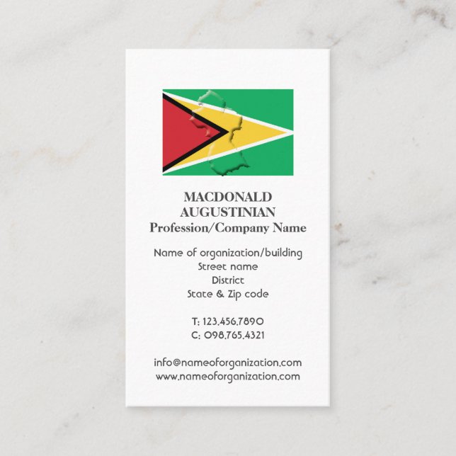 Patriotic | GUYANA FLAG | Photo Business Card (Front)