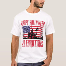 Patriotic Halloween, USA Flag Design T-Shirt