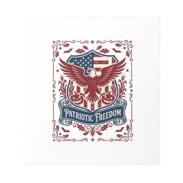 Patriotic Halloween Vector Graphic Tee Notepad (Front)