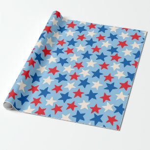 Patriotic Hand-Drawn Stars Wrapping Paper
