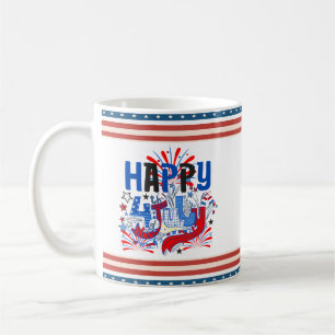 Patriotic Happy 4th of July Celebration Design Coffee Mug