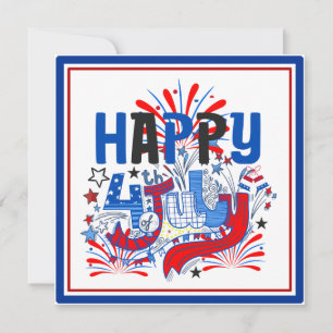 Patriotic Happy 4th of July Celebration Design Invitation