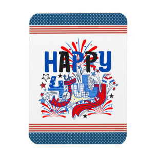 Patriotic Happy 4th of July Celebration Design Magnet