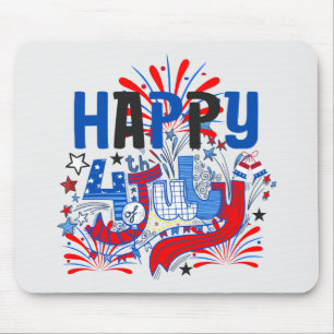 Patriotic Happy 4th of July Celebration Design Mouse Mat