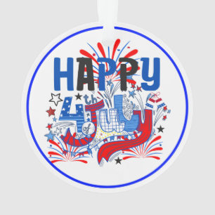 Patriotic Happy 4th of July Celebration Design Ornament