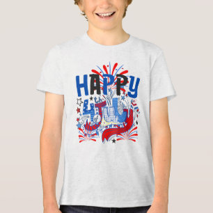 Patriotic Happy 4th of July Celebration Design Tri-Blend Shirt
