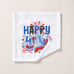 Patriotic Happy 4th of July Celebration Design Wash Cloth