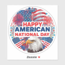 Patriotic Happy American National Day Sticker
