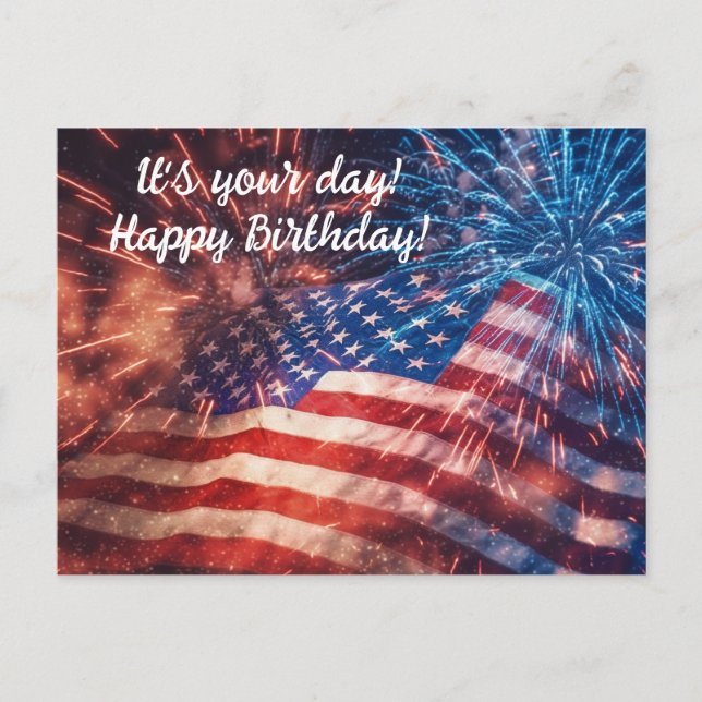 Patriotic Happy Birthday Postcard (Front)