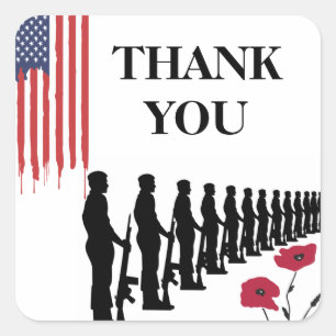 Patriotic Happy Veteran Day  Thank You Square Sticker