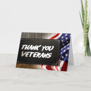Patriotic Happy Veteran Day  USA Flag Thank You Card
