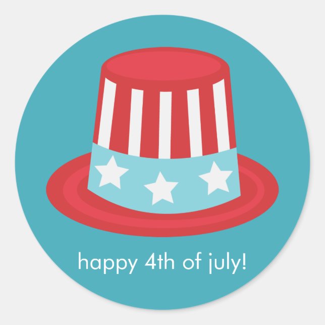 Patriotic Hat 4th of July Celebration Classic Round Sticker (Front)