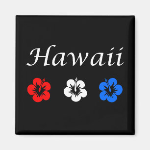 Patriotic Hawaii Aloha Red White Blue Flowers Magnet
