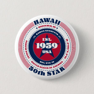 Patriotic Hawaii Circle with State Details 6 Cm Round Badge