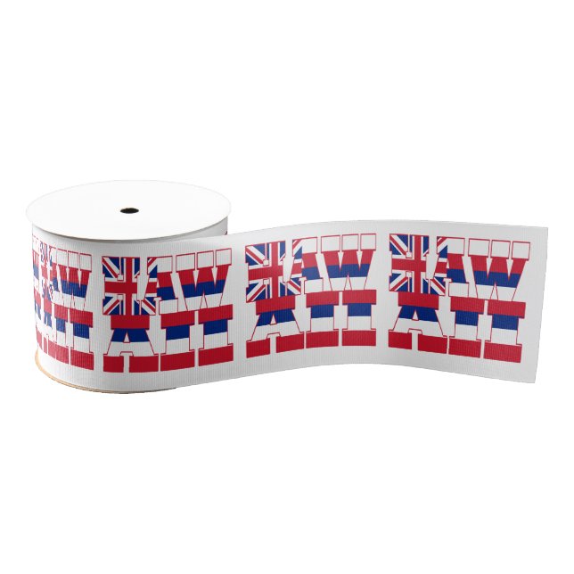 Patriotic Hawaii state flag typography design Grosgrain Ribbon (Spool)