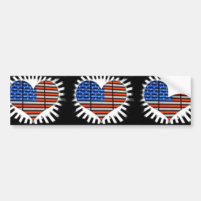 Patriotic Heart American Flag Bumper Sticker (Front)