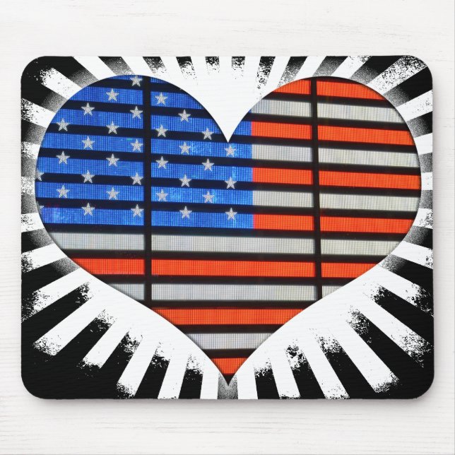 Patriotic Heart American Flag Mouse Mat (Front)