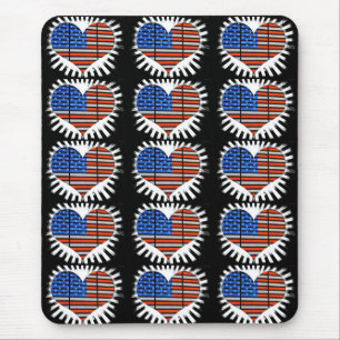 Patriotic Heart American Flag Mouse Mat